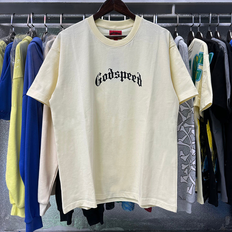 Godspeed T Shirts Skull Rose Clock Plate Double Yarn Cotton Casual Short Sleeve Men and Women