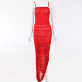 Women Dress Pleated Slim-Fit Sexy Mesh Dress