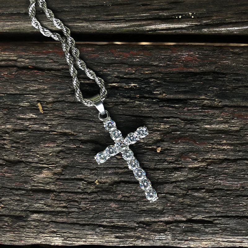 Jewelry Stainless Steel Gold Plated Cross Pendant Twist Chain Crosses Spectrum