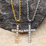 Jewelry Stainless Steel Gold Plated Cross Pendant Twist Chain Crosses Spectrum