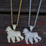Jewelry King Kong Roaring Gorilla Zircon Pendant Walking Gorilla 14K Gold Plated Animal rapper Spectrum