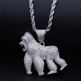 Jewelry King Kong Roaring Gorilla Zircon Pendant Walking Gorilla 14K Gold Plated Animal rapper Spectrum