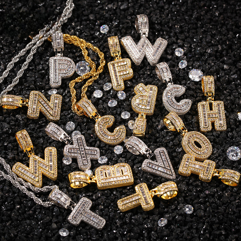 Jewelry Rock Sugar Zircon English Alphabet Pendant Design Necklace Jewelry Spectrum St. Valentine's Word Up