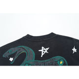 Lost Intricacy T-Shirt Medusa Snakehead Print Short Sleeve Wash