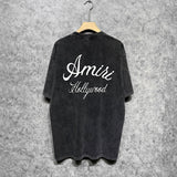 Amiri washed t-shirt letter padded printing short sleeves