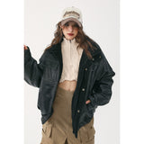 Unisex Coat PU Leather Coat Cotton-Padded Coat Stand Collar Lamb Wool