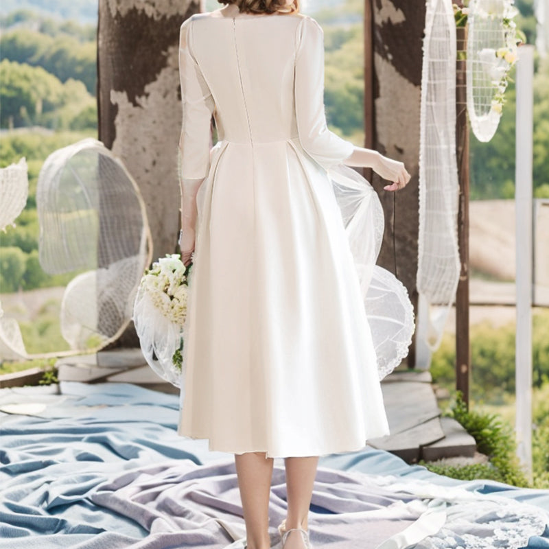 Bridesmaid Dresses Summer Light Wedding Dress Long Sleeves