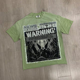 First Row T Shirts Breaking News Warning From Heaven Cropped Tee 2026ss European and American Street Trend Brand