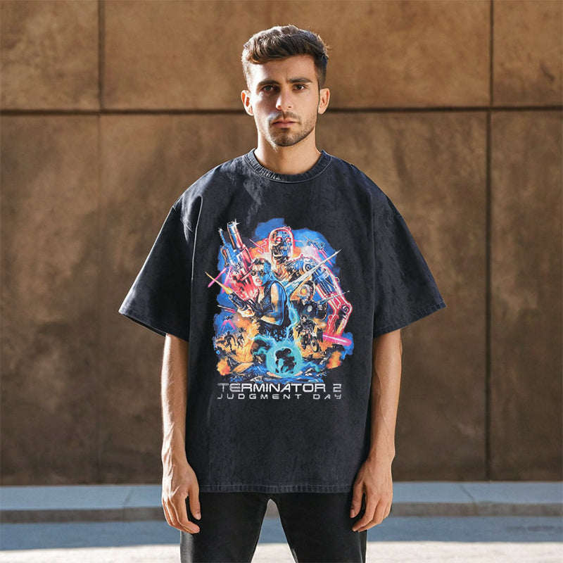 Mens Vintage T Shirt Short Sleeve T-Shirt Men's High Street