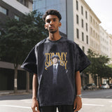 Mens Vintage T Shirt Printed Neckline Short Sleeve T-Shirt