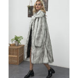 Women Fur Jacket Fashionable Warm Long-Cut Coat