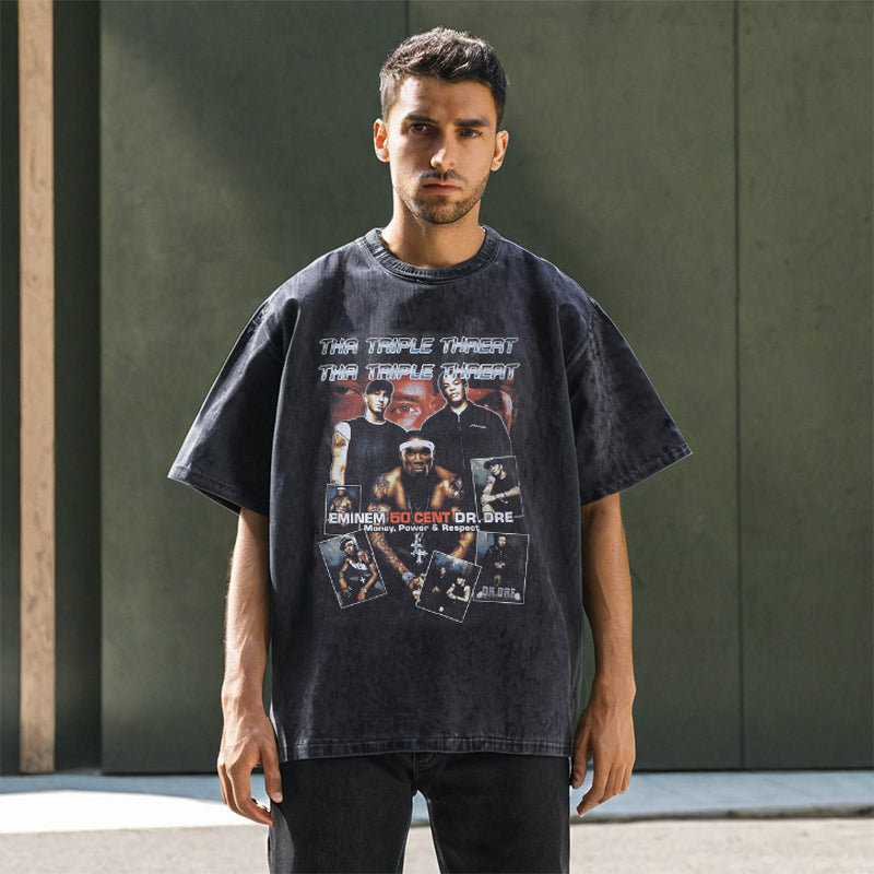 Mens Vintage T Shirt Printed Old Short Sleeve T-Shirt