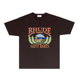 Rhude T Shirts Printed Trendy Pure Cotton
