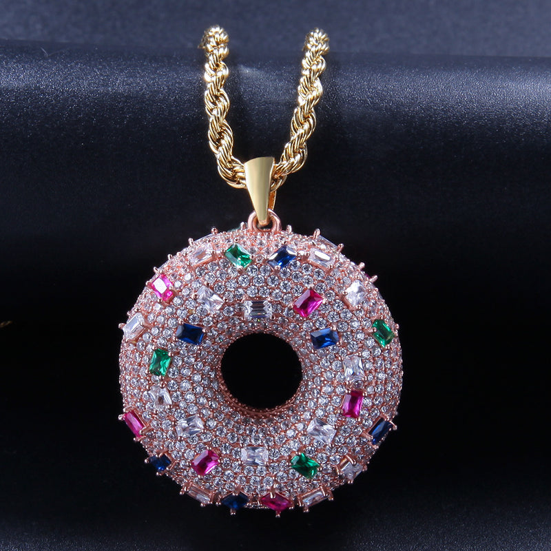Jewelry Zircon Donut Pendant Colored Zircon Spectrum St. Valentine's