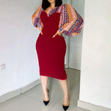 Women Dress Printing Stitching Hip Dress
