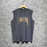 Amiri tank top splashed paint skeleton printing