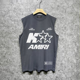 Amiri tank top five-pointed star mottled letterprinting