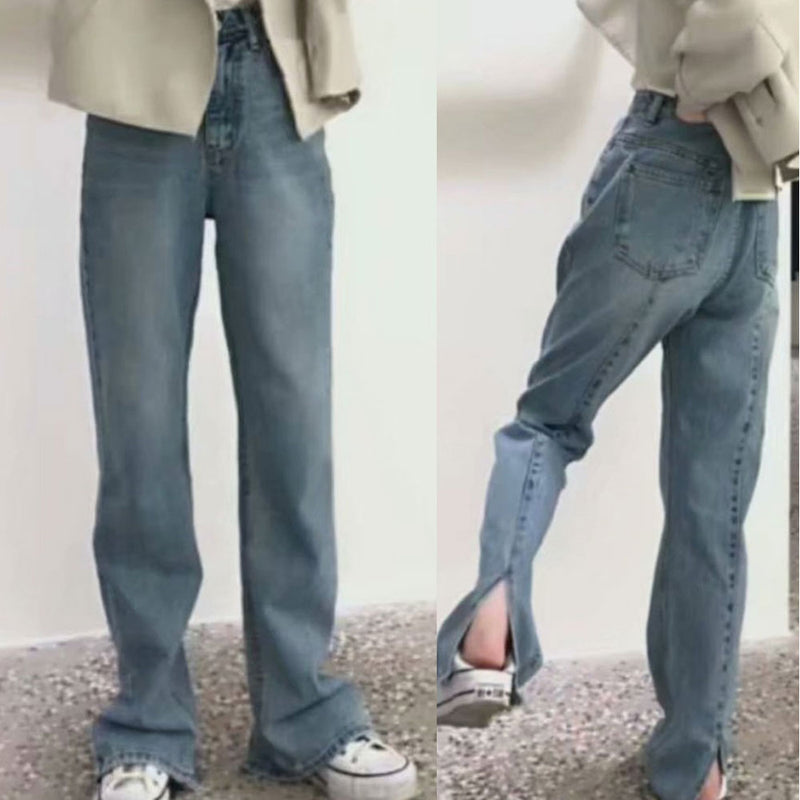Women Jeans Split Simple Jeans