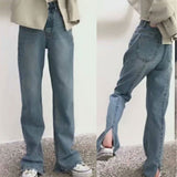 Women Jeans Split Simple Jeans
