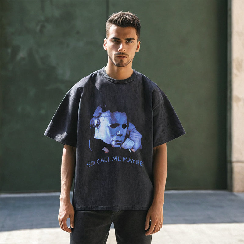 Mens Vintage T Shirt Cartoon Short Sleeve T-Shirt Men