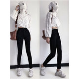 Women Jeans Fleece-lined Tight-Fit Slim-Fit Figure Flattering