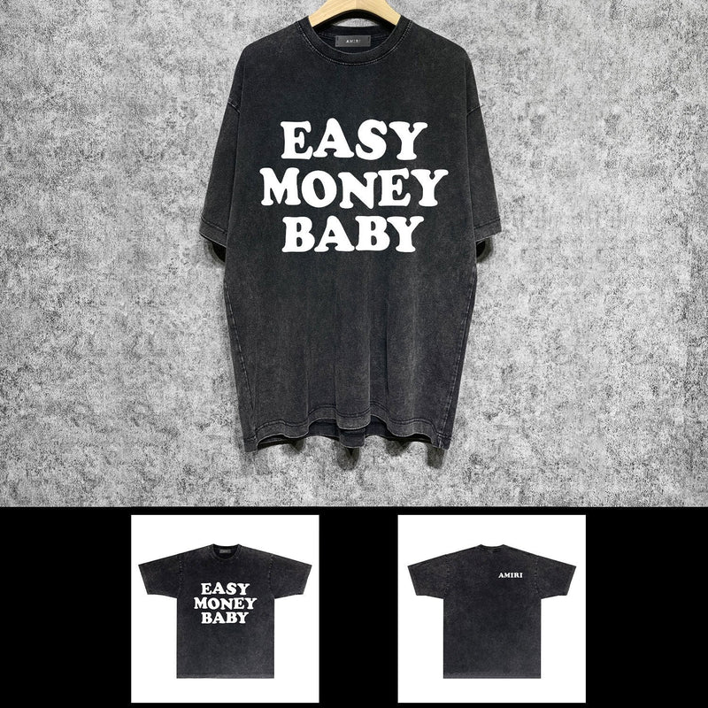 Amiri washed t-shirt fat letterprinting short sleeves