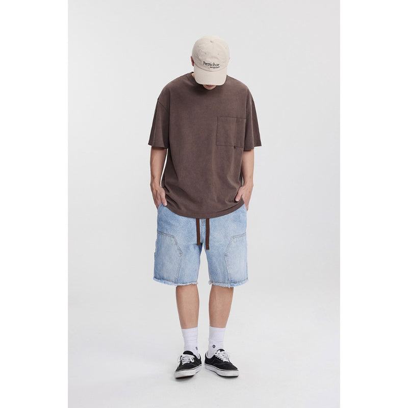 Unisex Shorts Retro Baggy Denim Shorts Raw Edges