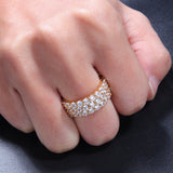 Rings Hip Hop Diamond Set 3-Row Zircon Ring BlingBling Spectrum St. Valentine's