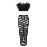 Women Dress Mesh Two-Piece Set Elegant Evening Dress