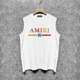 Amiri tank top colorful graffiti letter horizontal stripprinting
