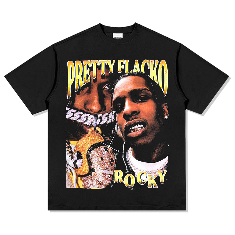 A $AP Rocky gold gradual change T-shirt