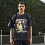 Mens Vintage T Shirt Printed Washed T-Shirt Cotton