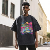 Mens Vintage T Shirt Butterfly Print Neckline Short Sleeve