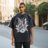 Mens Vintage T-Shirt Cartoon Print Short Sleeve T-Shirt