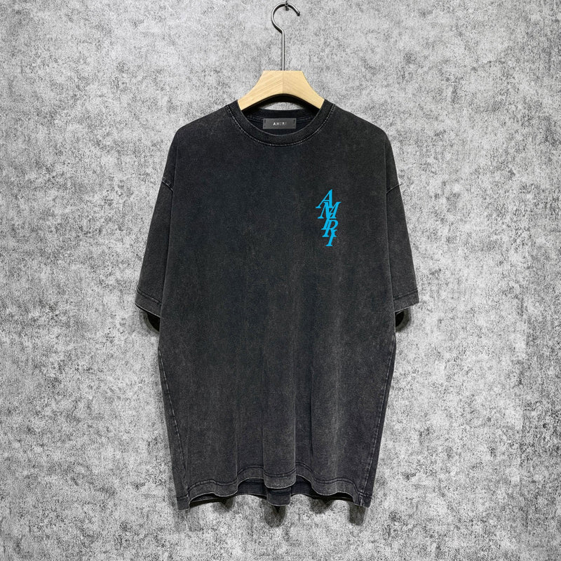 Amiri washed t-shirt vertical letterprinting short sleeves