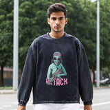 Mens Vintage Long Sleeve Shirt Printed Sweater Vintage