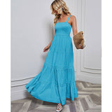 Women Dress Fitted Waist Striped Holiday Dress