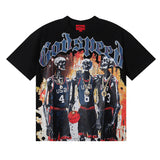 Godspeed t Shirts Basketball Dream Team Trident Print Cotton Casual Short Sleeve Men and Women