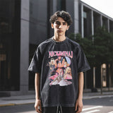 Mens Vintage T Shirt Printed Short Sleeve T-Shirt Men