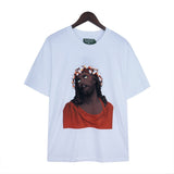 Denim Tears T Shirts Kapok Vintage Portrait Oil Painting Print Loose-Fitting Casual round-Neck Short Sleeve T-shirt