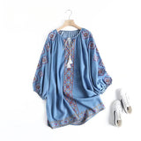 Women Dresses Embroidery Denim Dress