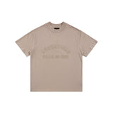 Fog Essentials T Shirts Spring Summer FOG Double Line Flocking Letter Crew Neck Short Sleeves