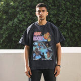 Mens Vintage T Shirt Washing Water Short Sleeve T-Shirt Men