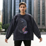 Mens Vintage Long Sleeve Shirt Cartoon Print T-Shirt Men and Women