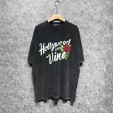 Amiri washed t-shirt hollywood rose printing short sleeve