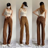 Women Jeans Loose Drooping Chocolate