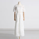 Bohemian Dress French Embroidery Lace Hollow Dress