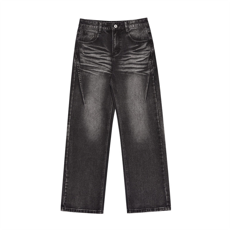 Men Jeans Indentation Distressed Loose Hip Hop Niche