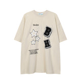 After Prom Shirt Shirt round Neck Cotton Casual T-shirt Pattern Patch Embroidered Half Sleeve Top