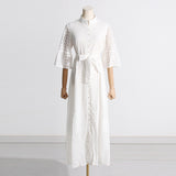 Bohemian Dress Fashion Retro Embroidery Lace-up Dress